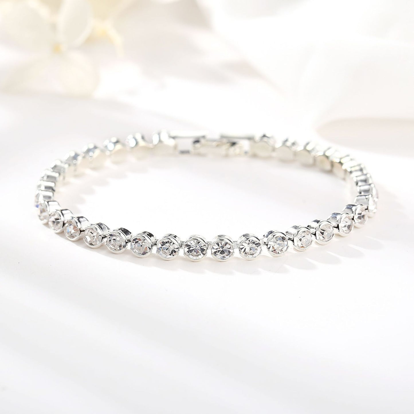 Women's Crystal Silver Plated Bracelet