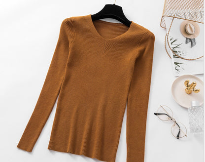 Women's Knit V-neck Sweater Fall Winter Sweater