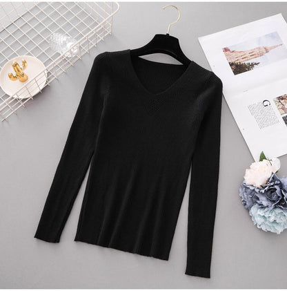 Women's Knit V-neck Sweater Fall Winter Sweater